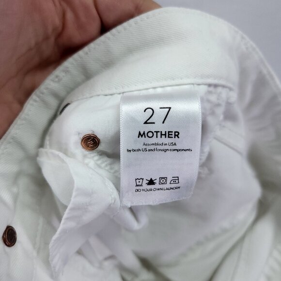 Mother Jeans Women’s 27 Mid Waisted Looker Ankle Fray Glass Slipper White - Picture 13 of 14